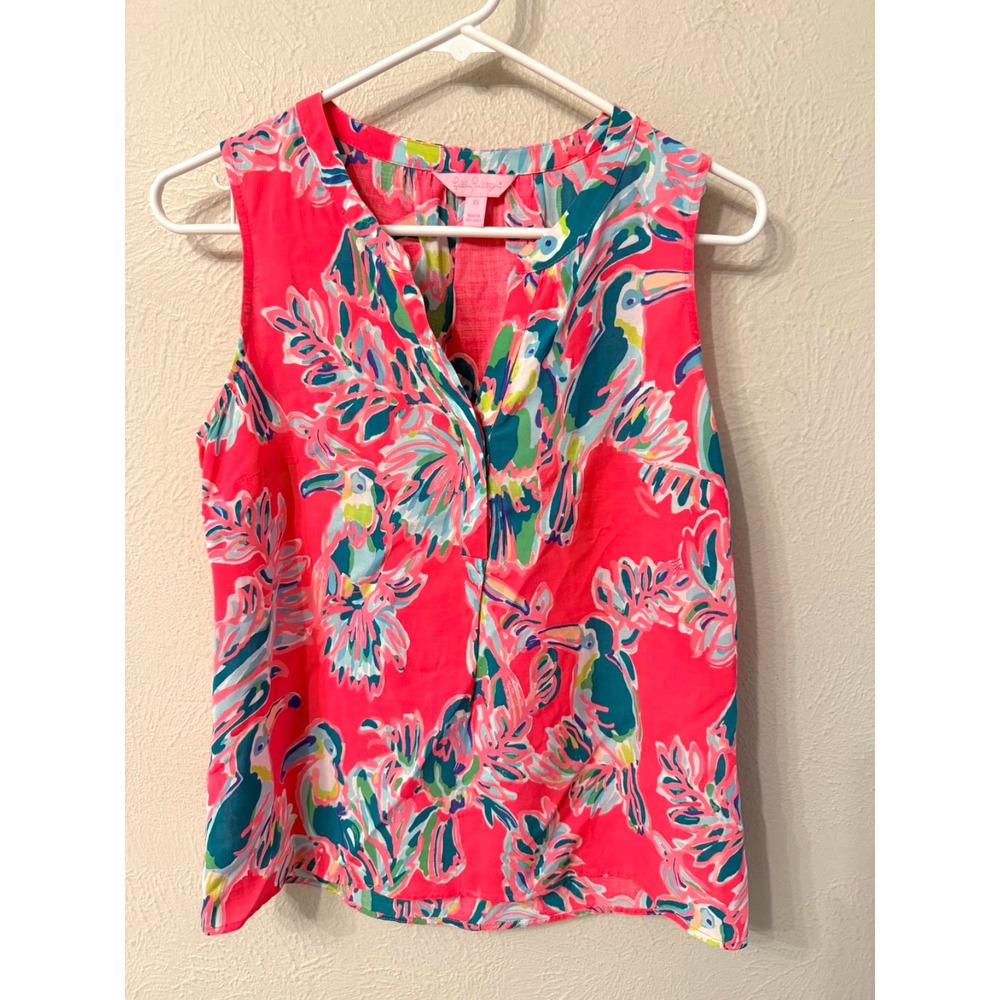 Lilly Pulitzer sleeveless Stacey Top pullover Toucan print size XS excellent